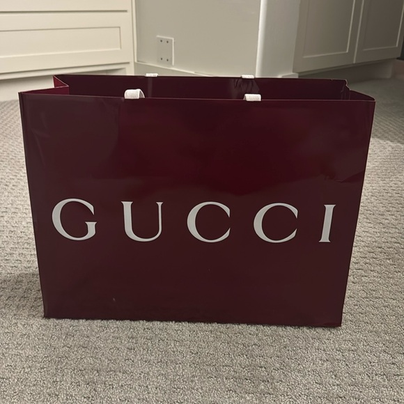 Gucci Other - Gucci Maroon High Gloss Shopping Bag and Matching Box